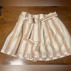 Francesca's Collections Beige and White Striped Shorts